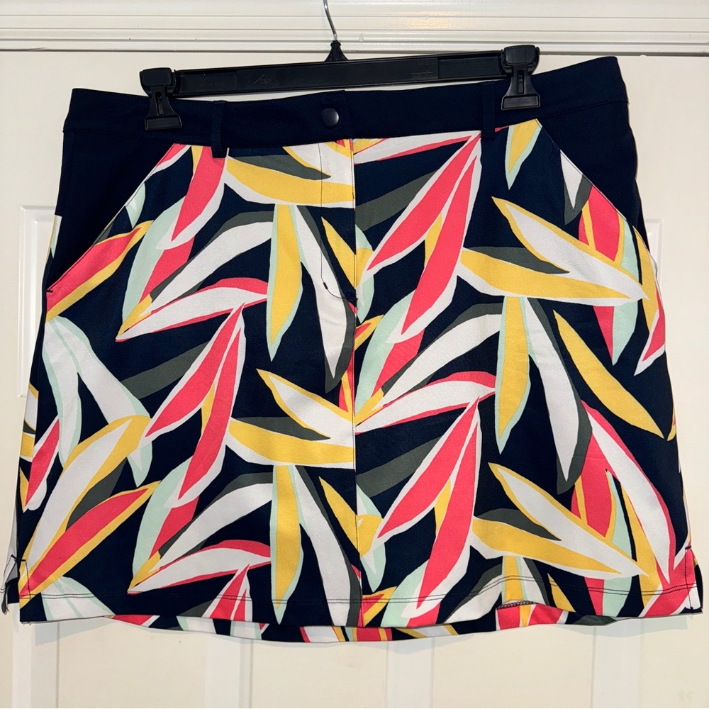 Lady Hagen Dark Navy Desert Getaway 17" Retro Leaf Traditional Skort Sz 16 0335